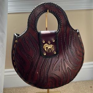 Tooled Leather Tote with Zebra 🦓 hardware buckle